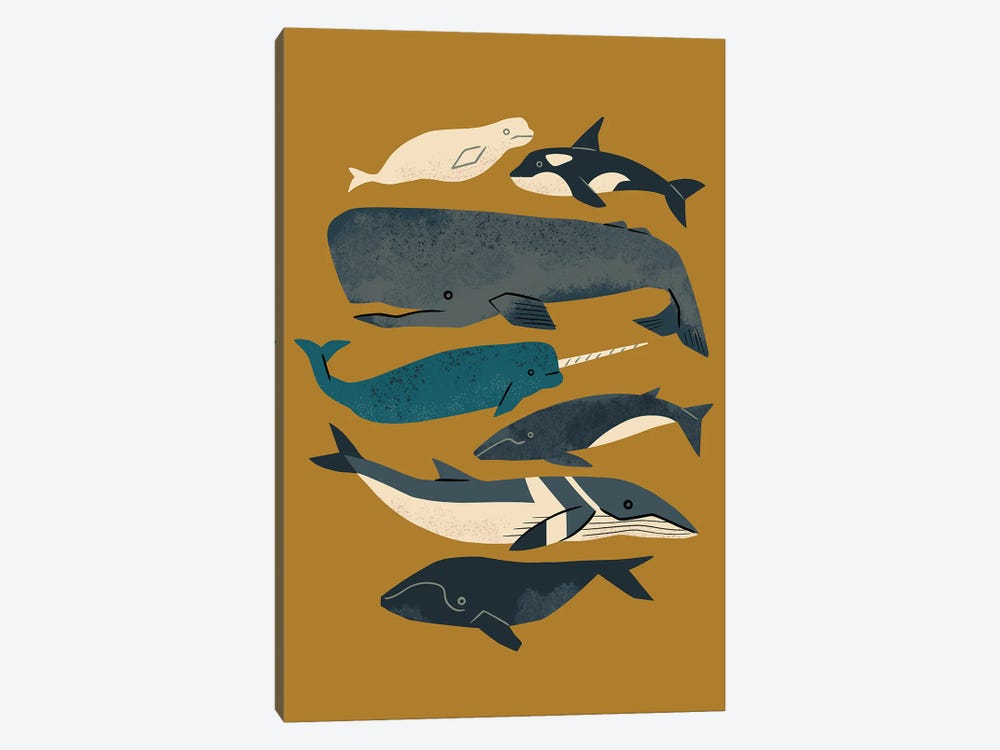 Whales Ahoy (Ochre) by Renea L. Thull 1-piece Canvas Artwork