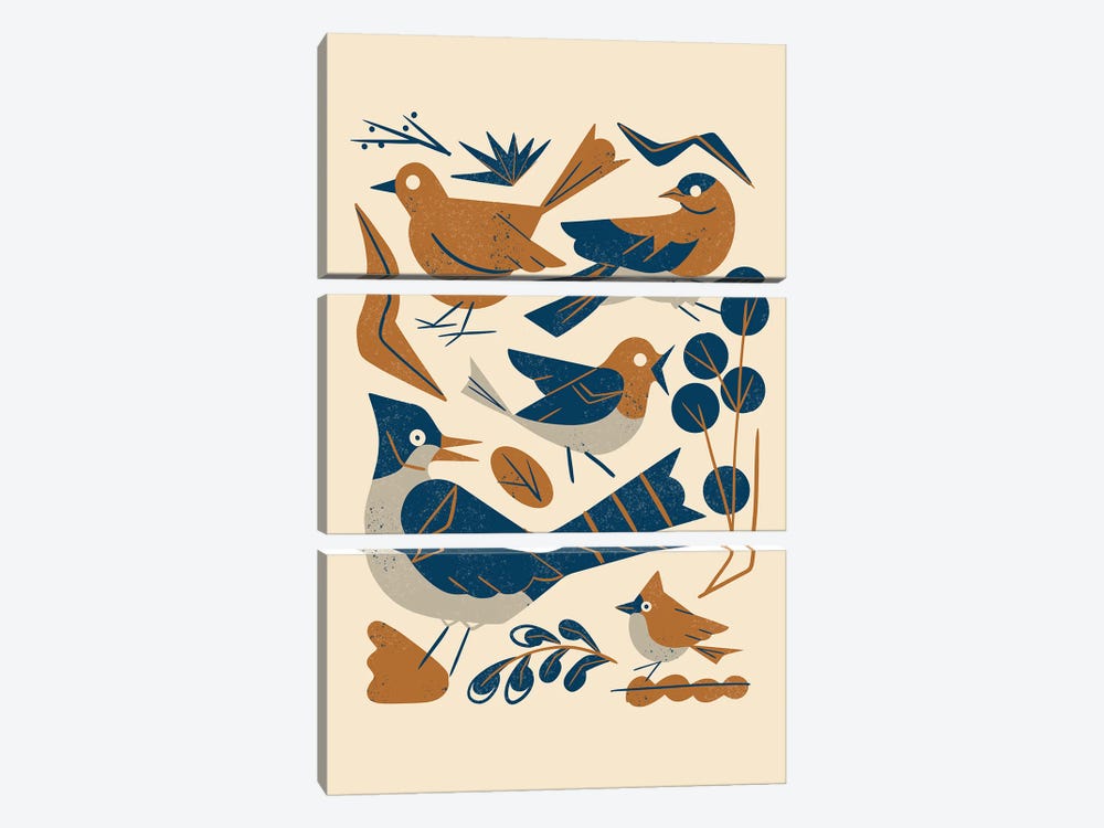 Woodland Songbirds by Renea L. Thull 3-piece Canvas Print