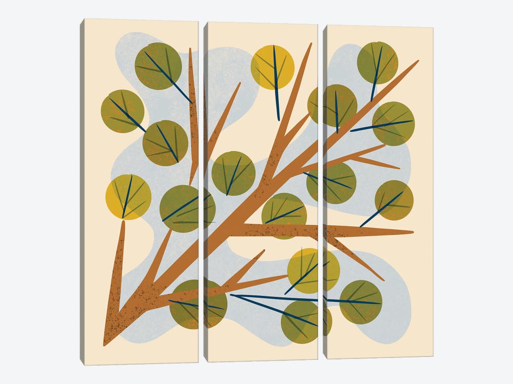 Branch And Leaves by Renea L. Thull 3-piece Art Print