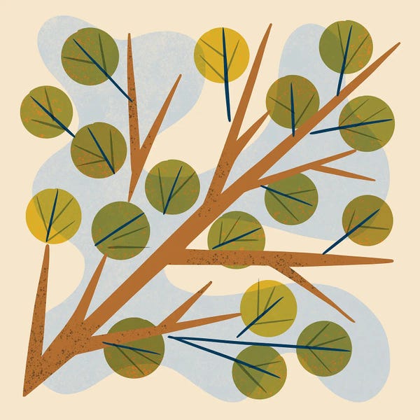 Mid-Century Modern Living Room: Branch And Leaves by Renea L. Thull