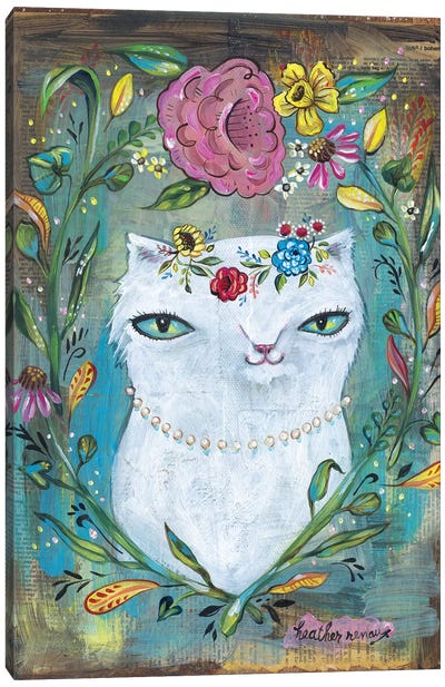 White Kitty Canvas Art Print - Heather Renaux