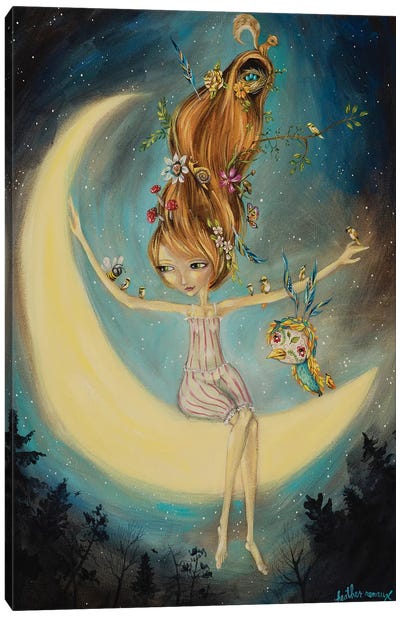 With The Moon Canvas Art Print - Heather Renaux