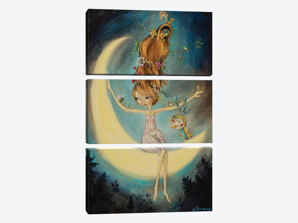 With The Moon by Heather Renaux 3-piece Canvas Art