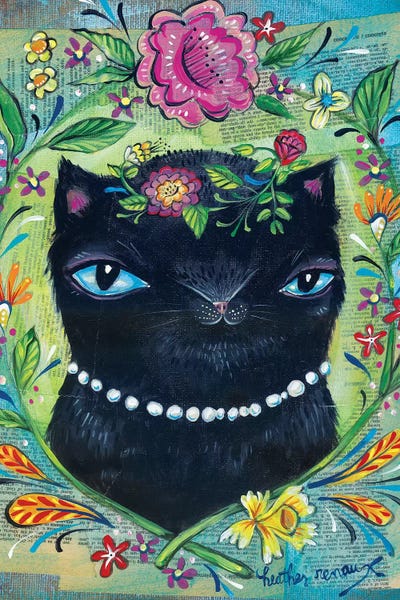 Black Kitty by Heather Renaux framed canvas print