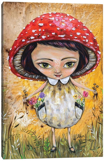 Grab Em By the Stems Canvas Art Print - Mushroom Art