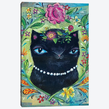 Black Kitty Canvas Print #RNX11} by Heather Renaux Art Print
