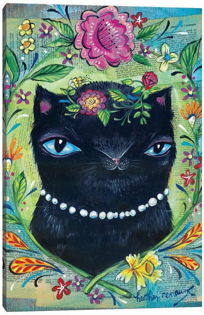 Black Kitty Canvas Art Print - Heather Renaux