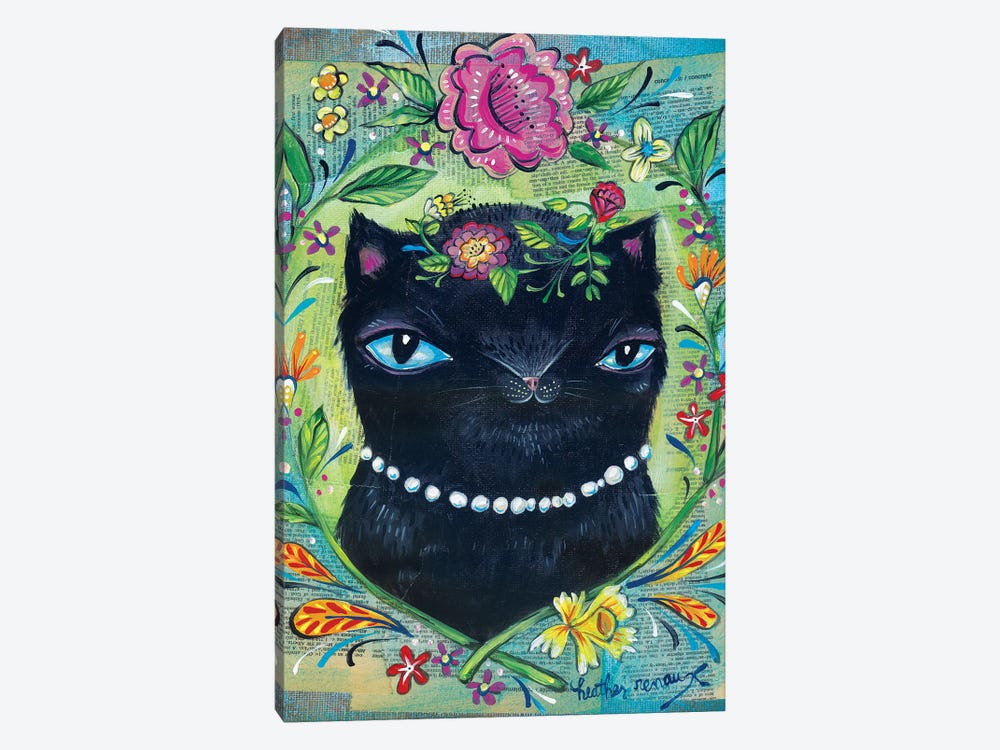 Black Kitty by Heather Renaux 1-piece Canvas Artwork