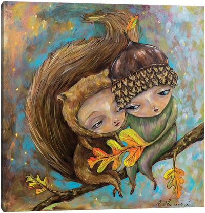 Squirrel Girl Nut Boy Canvas Art Print - Squirrel Art