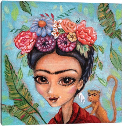Frida Canvas Art Print - Monkey Art