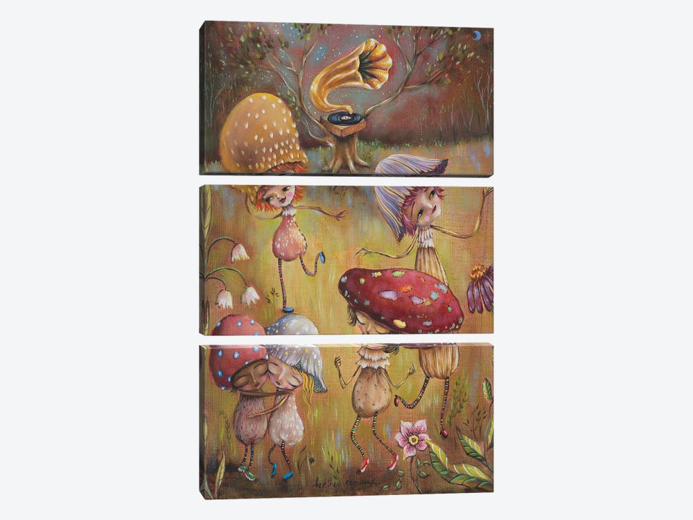 Shroom Party by Heather Renaux 3-piece Canvas Artwork