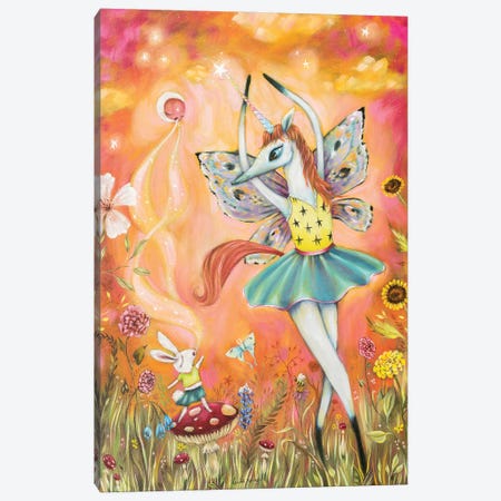 Unicorn Ballerina And Bun Bun Canvas Print #RNX155} by Heather Renaux Canvas Art Print