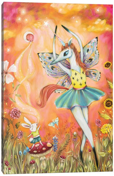 Unicorn Ballerina And Bun Bun Canvas Art Print - Heather Renaux