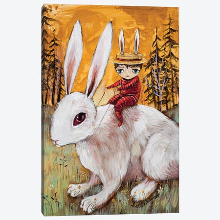 A Boy And His Bunny Canvas Print #RNX1} by Heather Renaux Canvas Wall Art