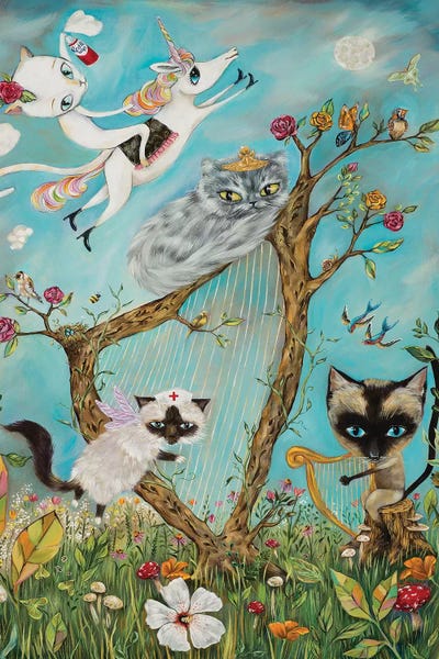 Feline Rhapsody by Heather Renaux metal wall art