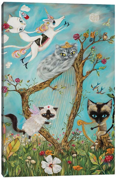 Feline Rhapsody Canvas Art Print - Siamese Cat Art