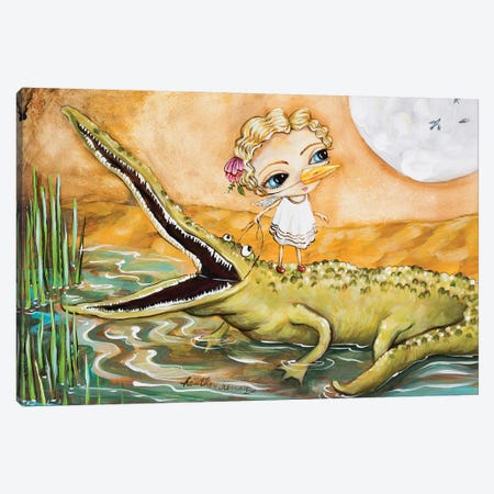 A Girl And Her Gator Canvas Print #RNX2} by Heather Renaux Canvas Artwork