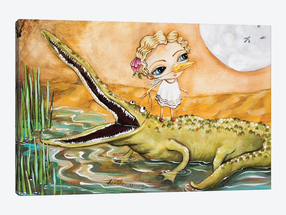 A Girl And Her Gator by Heather Renaux 1-piece Canvas Artwork