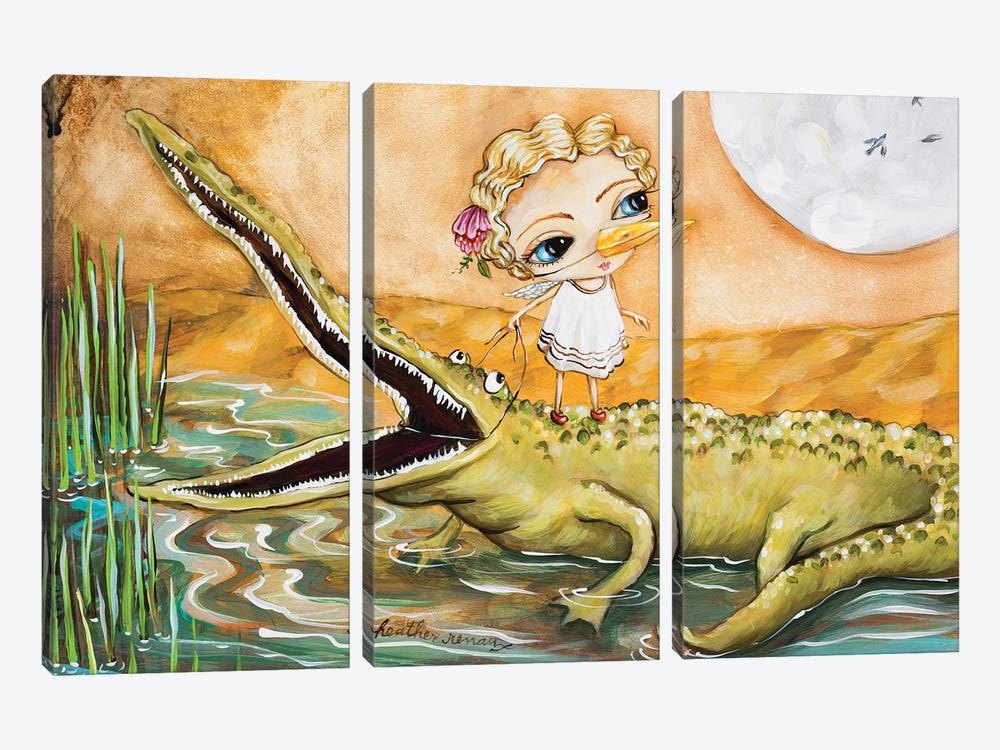 A Girl And Her Gator by Heather Renaux 3-piece Canvas Wall Art
