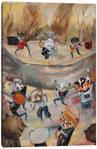 Hardcore Kitties Canvas Art Print - Calico Cat Art