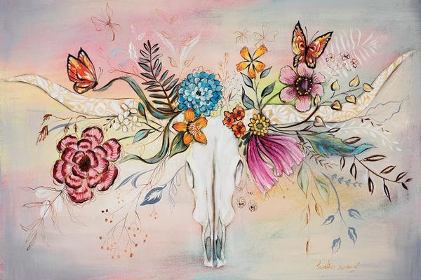 Butterflies and Flowers: Longhorn Steer by Heather Renaux