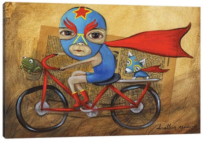 Luchador Canvas Art Print - Bicycle Art