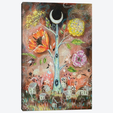 Moon And Stars Tree Canvas Print #RNX44} by Heather Renaux Canvas Art Print