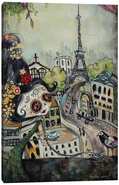 Paris Awaits Canvas Art Print - Día de los Muertos Art