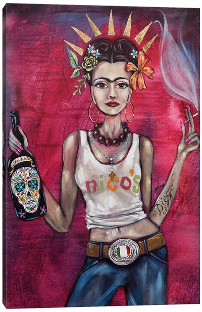 Badass Frida Canvas Art Print - Wine Art