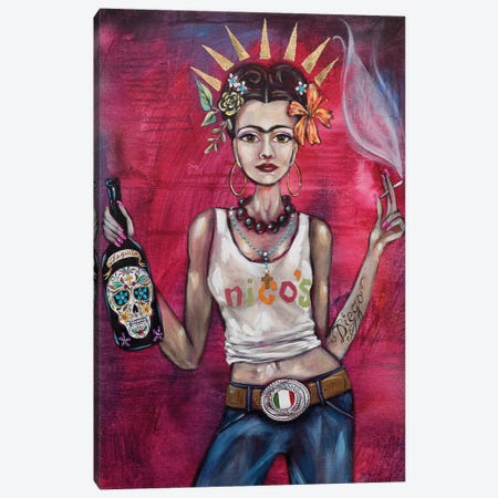 Badass Frida Canvas Print #RNX5} by Heather Renaux Art Print