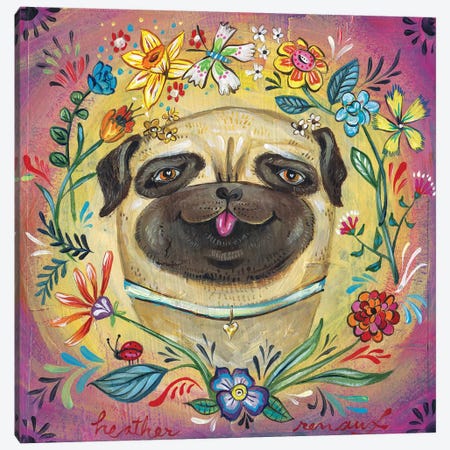 Pug Love Canvas Print #RNX60} by Heather Renaux Canvas Art