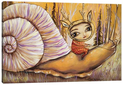 Slow Ride Canvas Art Print - Snail Art