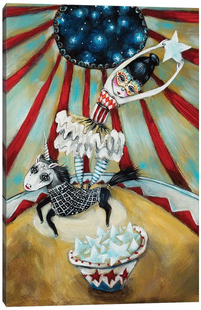 Star Catcher And The Unicorn Canvas Art Print - Unicorn Art