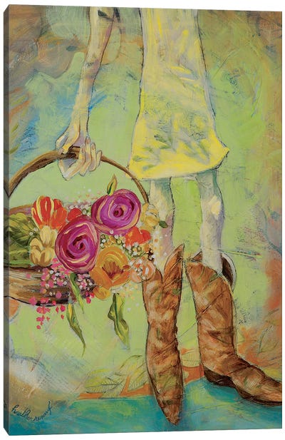 Sweet Boots Canvas Art Print - Celery