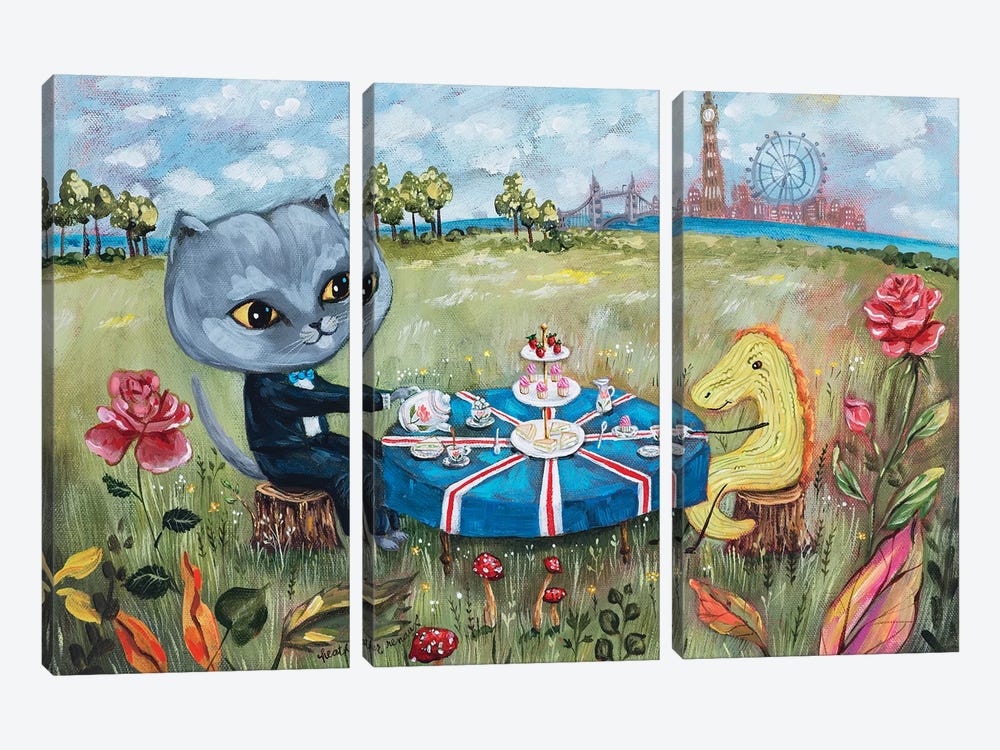 UK Tea Party by Heather Renaux 3-piece Canvas Print