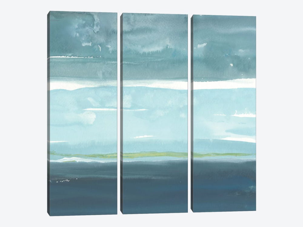 Teal Horizon II by Rob Delamater 3-piece Canvas Print