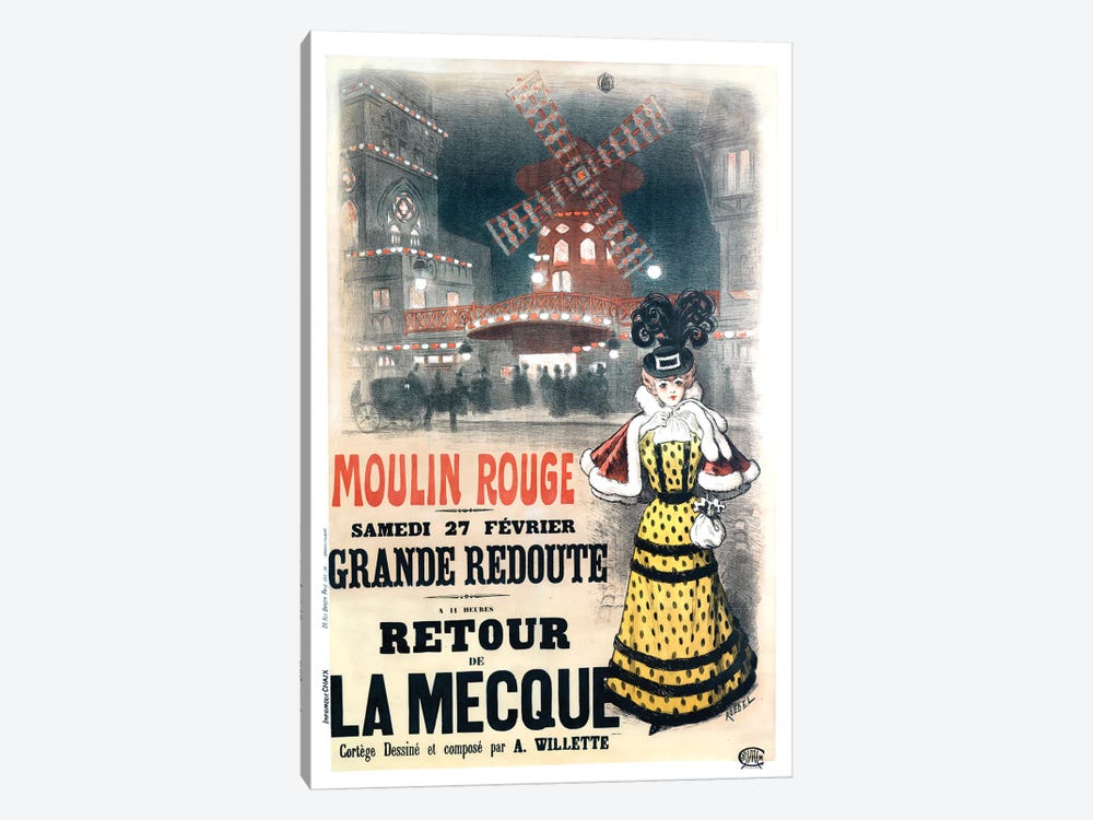 Moulin Rouge Grande Redoute Advertisement, 1897 by Auguste Roedel 1-piece Canvas Artwork