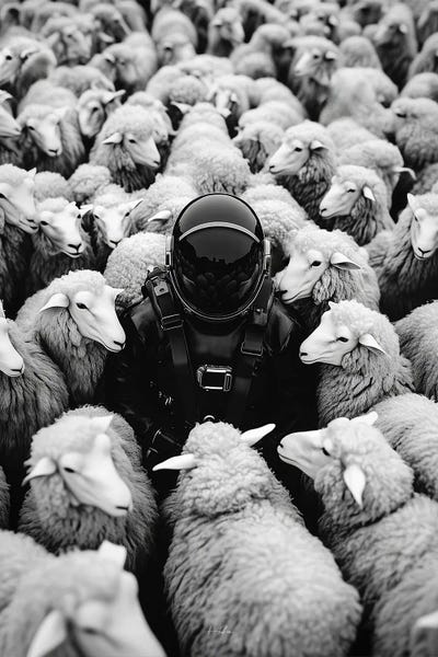 Black & White Animal Art: Black Sheep by Rob Hakemo
