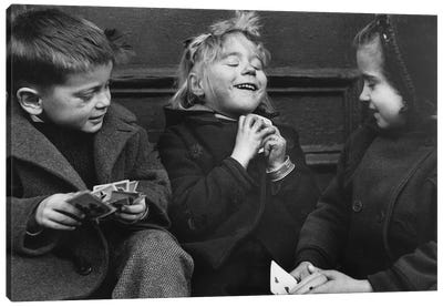 Card Players (NYC, 1955) Canvas Art Print - Child Portrait Art