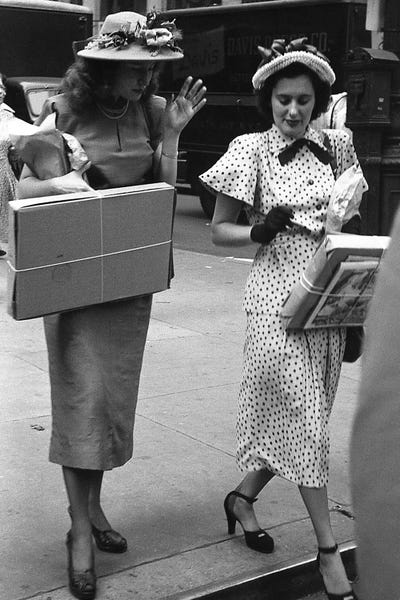 Ruth Orkin: Charles James Story Women Holding Packages (NYC, 1949) by Ruth Orkin