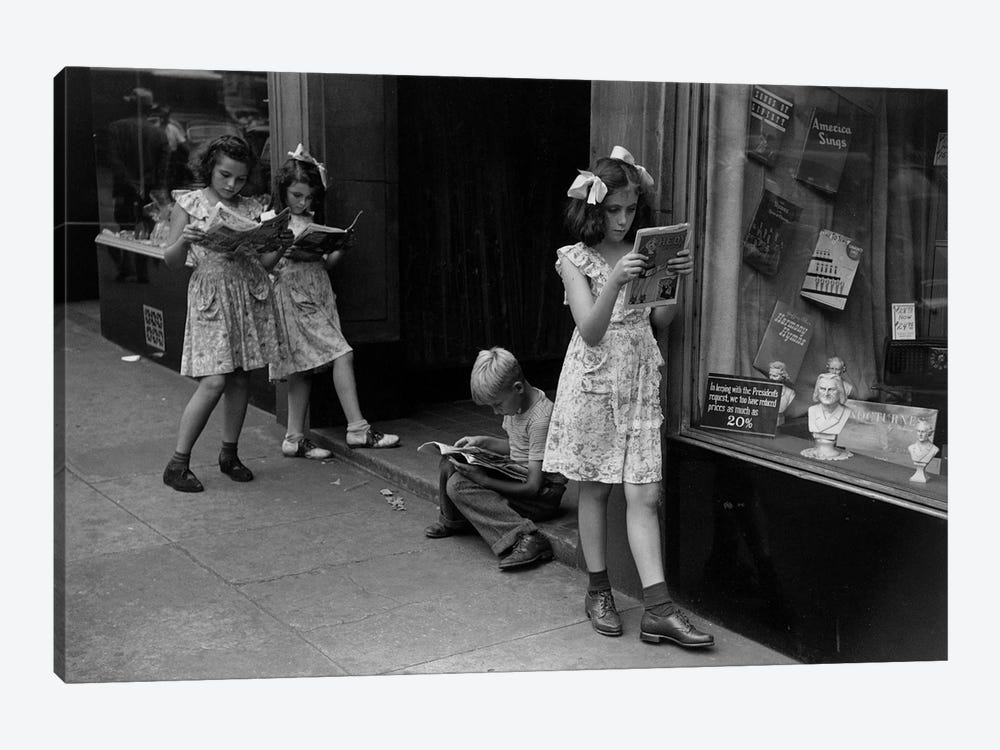 Comic Book Readers (NYC, 1947) by Ruth Orkin 1-piece Canvas Wall Art