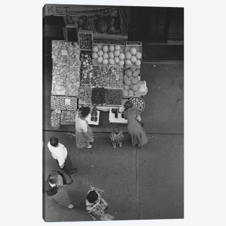 Fruit Stand Fromabove NYC 1948 Canvas Print #ROK23} by Ruth Orkin Canvas Wall Art