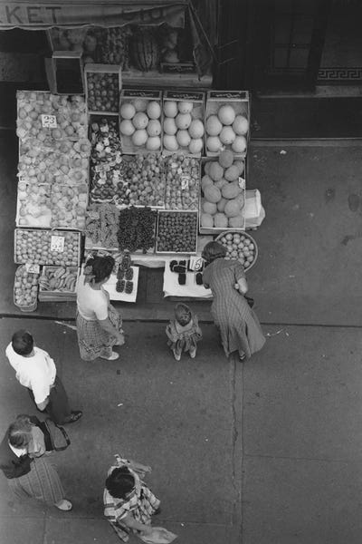 Ruth Orkin: Fruit Stand Fromabove NYC 1948 by Ruth Orkin