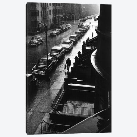 Man In Rain (NYC, 1952) Canvas Print #ROK26} by Ruth Orkin Art Print