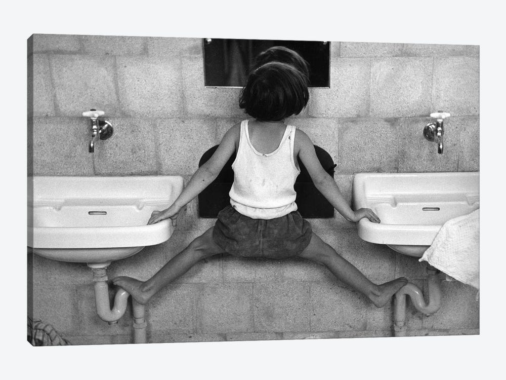 Tirza On Sinks (Israel, 1951) by Ruth Orkin 1-piece Canvas Print