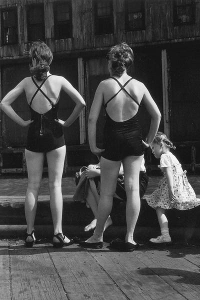 Sunbathing: Two Women With Bathing Suits (Gansevoort Pier NYC, 1948) by Ruth Orkin