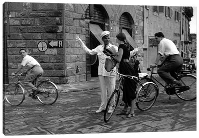 American Girl Series Asking Directions (Florence, Italy 1951) Canvas Art Print - Fine Art Photography