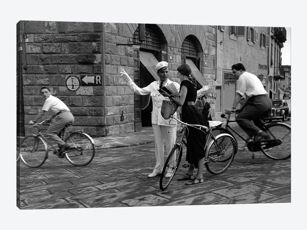 American Girl Series Asking Directions (Florence, Italy 1951) by Ruth Orkin 1-piece Canvas Art Print