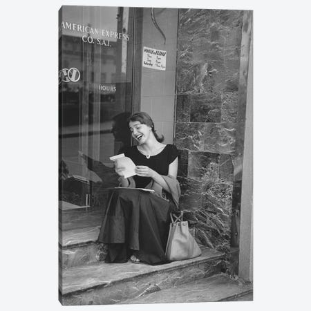 American Girl Series At American Express Office (Florence, Italy 1951) Canvas Print #ROK4} by Ruth Orkin Canvas Wall Art