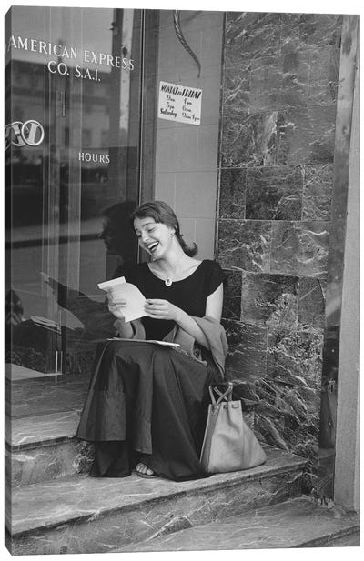 American Girl Series At American Express Office (Florence, Italy 1951) Canvas Art Print - Ruth Orkin